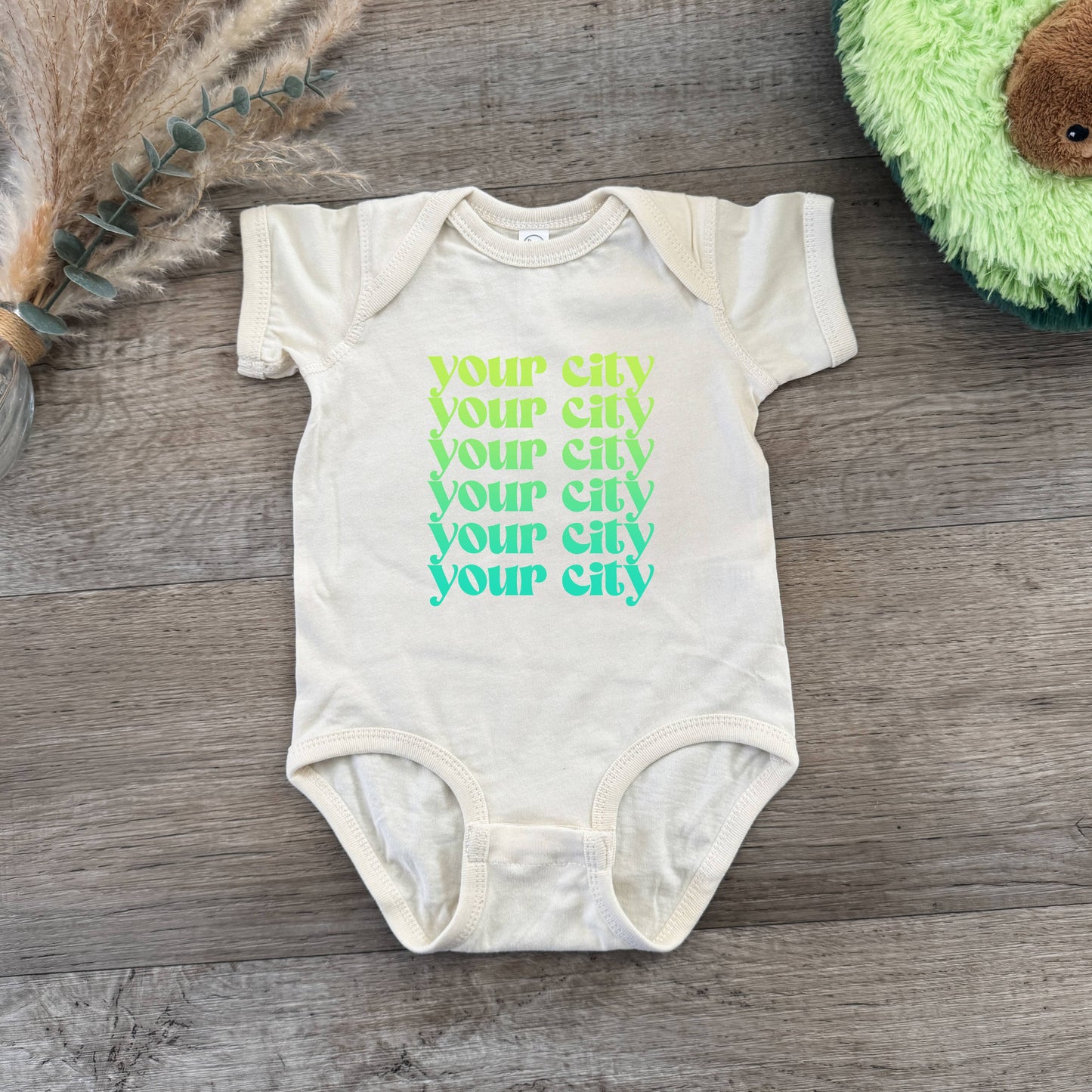 Your City, Ombre - Natural Onesie - Custom, Personalized: Blue/Purple Ombre / 12 month