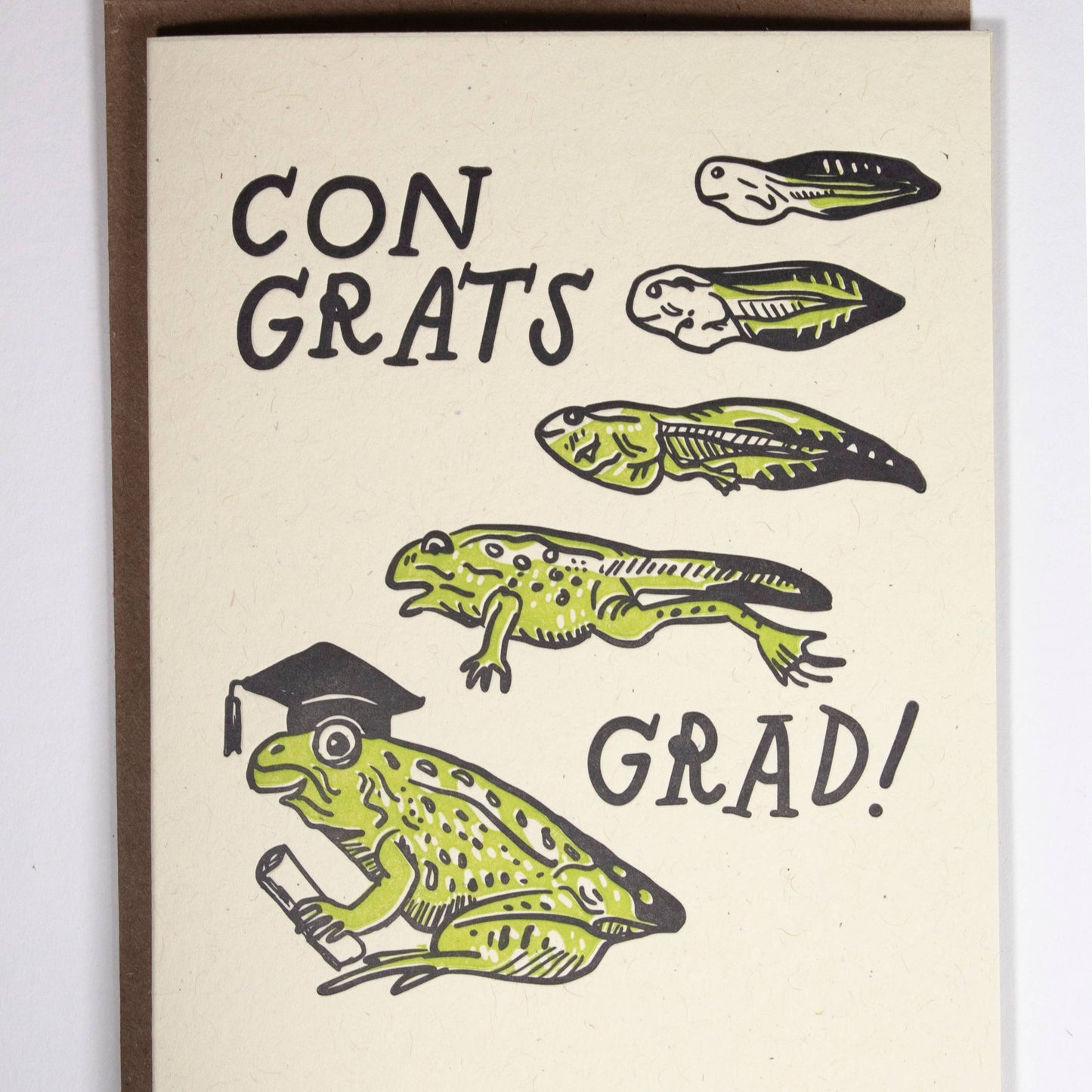Frog Graduation Card - letterpress