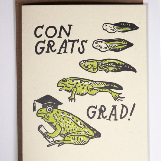Frog Graduation Card - letterpress
