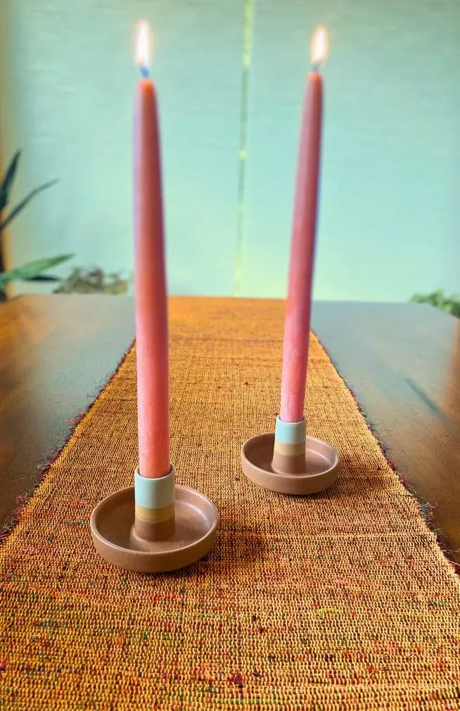 Candleholder - Colorful Ceramic: Stripe