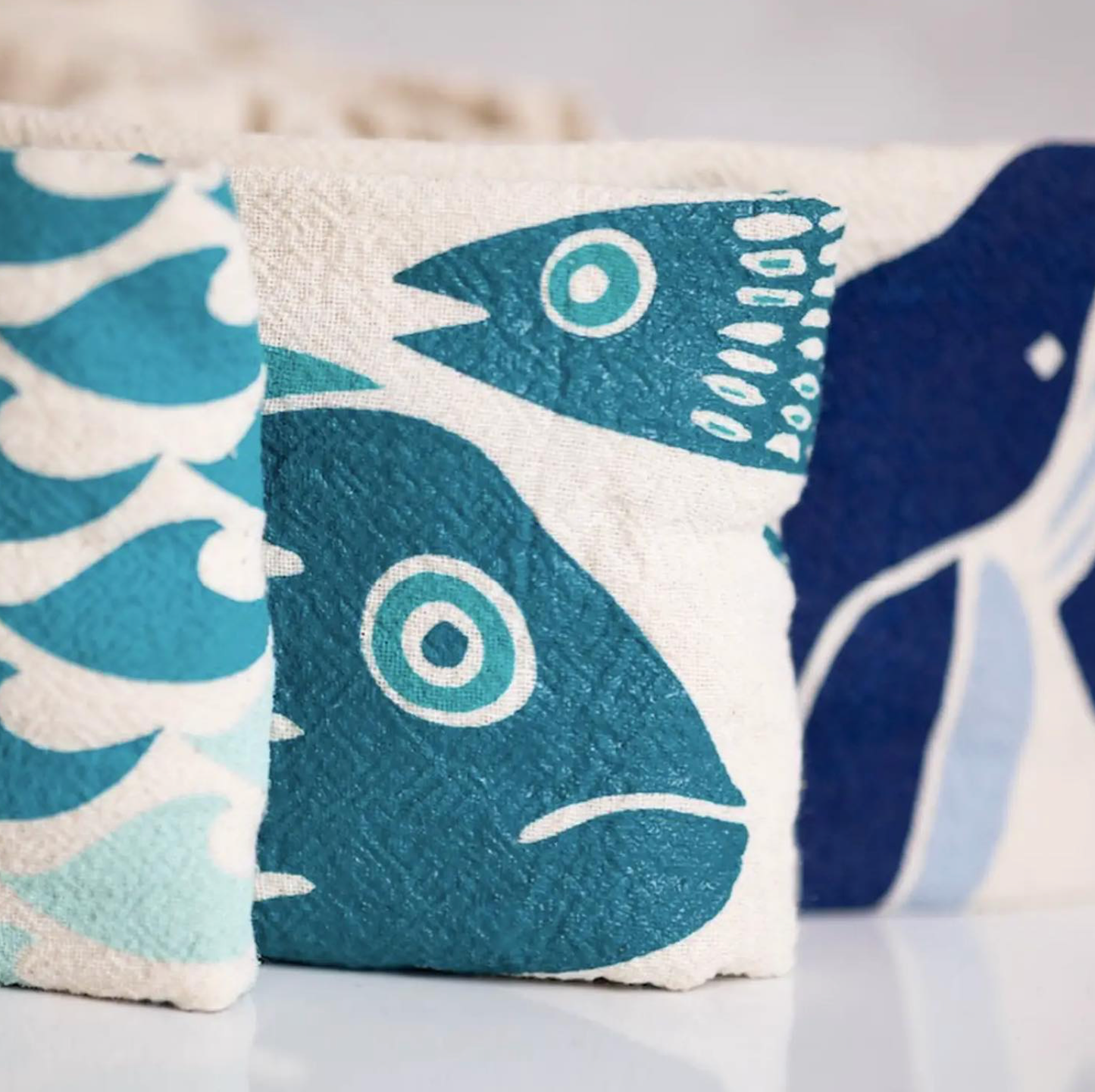 Fish Tribe Tea Towel: Dark Teal/turquoise
