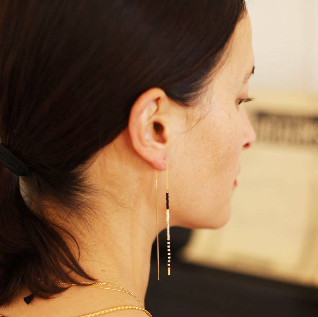 Miyuki Seed Bead Threader Earrings: Seashore