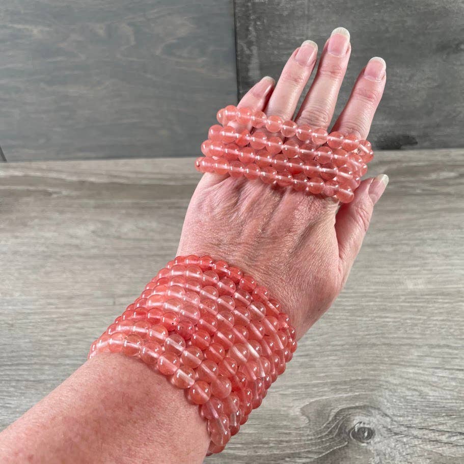 8mm Round Gemstone Beaded Bracelets – Assorted Crystals Bulk: Brown Agate