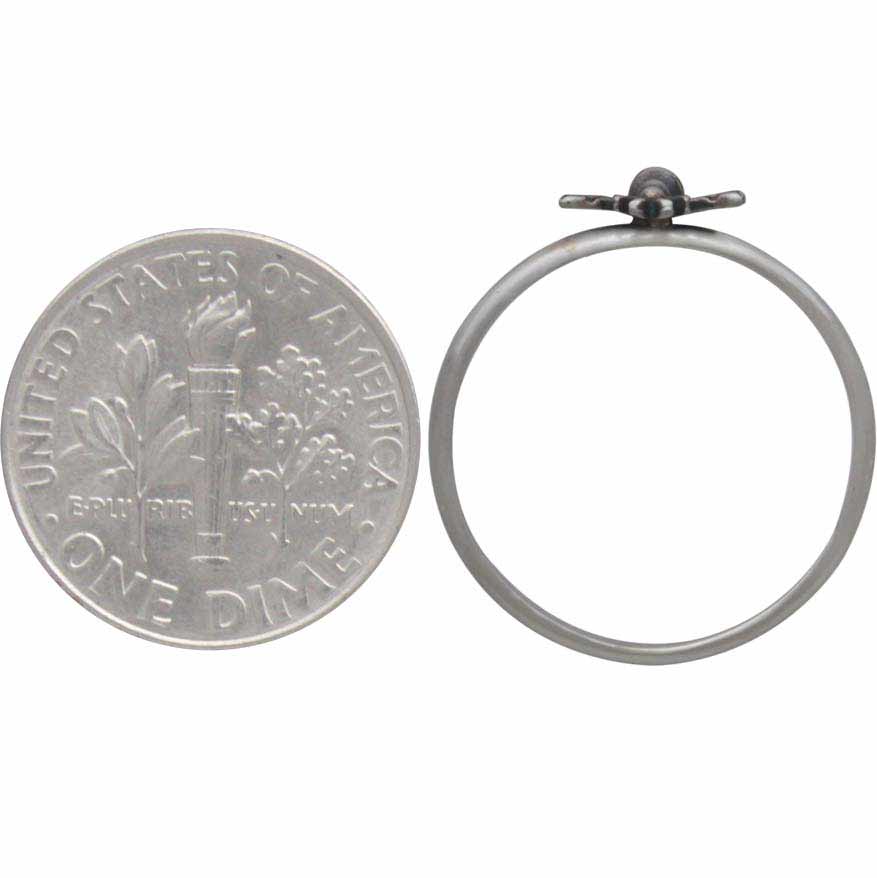 Sterling Silver Tiny Bee Ring: Recycled Sterling Silver / 8