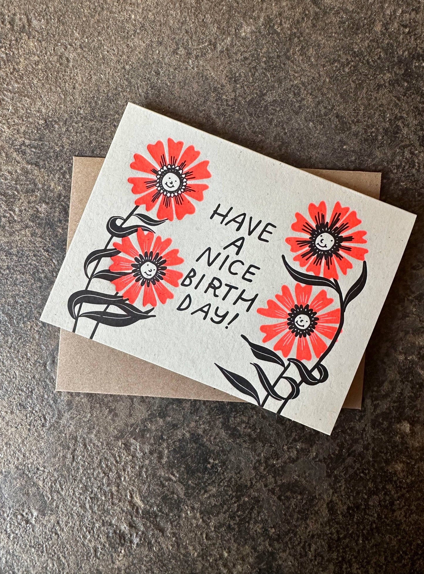 Birthday Flowers Letterpress Card