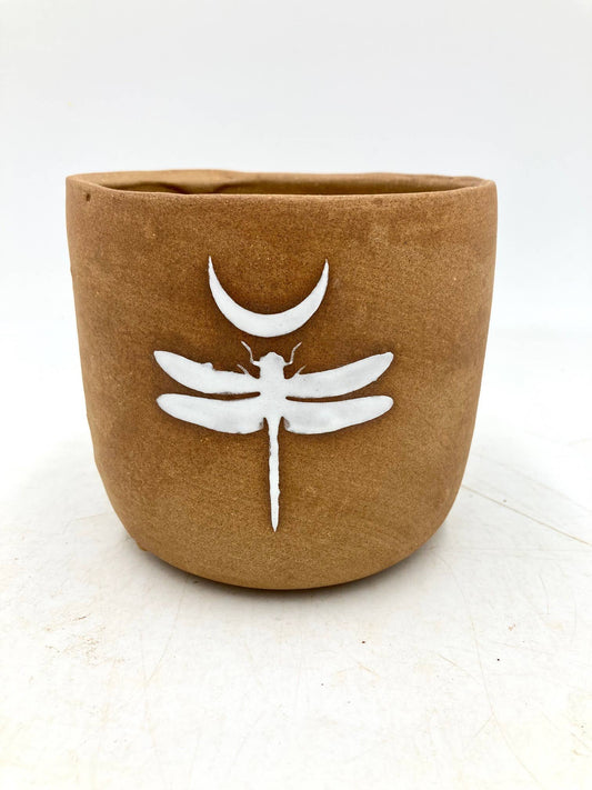 Small Dragonfly Handmade, Wonky Ceramic Plant Pot/Planter