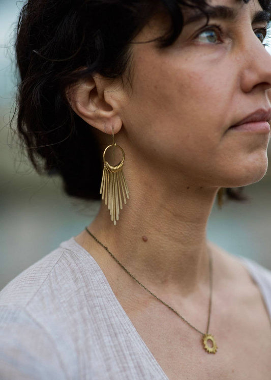 Brass fringe earrings