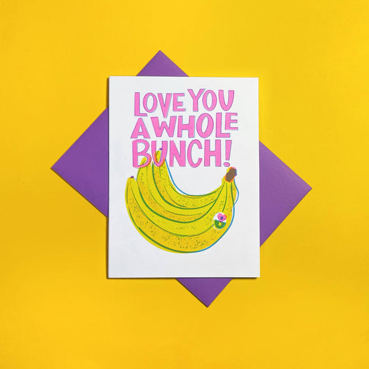 Banana Bunch - Love Risograph Greeting Card