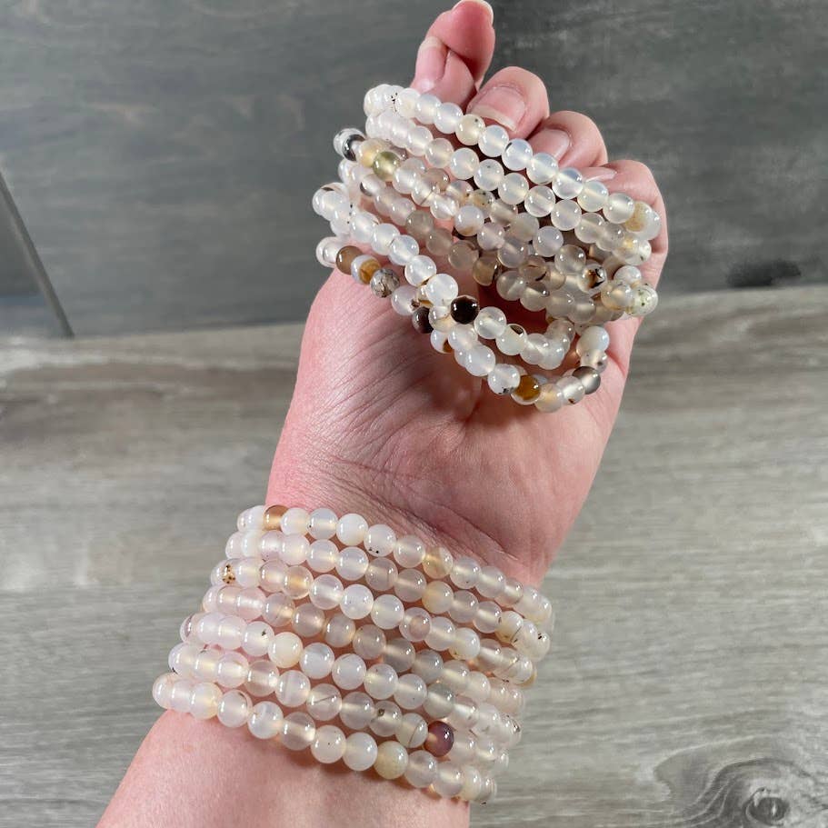 Gemstone Beaded Stretch Bracelets 6mm  : Black Moonstone