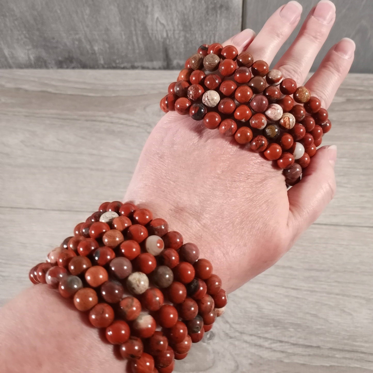 8mm Round Gemstone Beaded Bracelets – Assorted Crystals Bulk: Lavastone