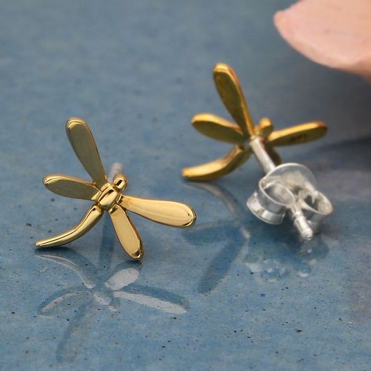Bronze Dragonfly Post Earrings 9x10mm: Bronze