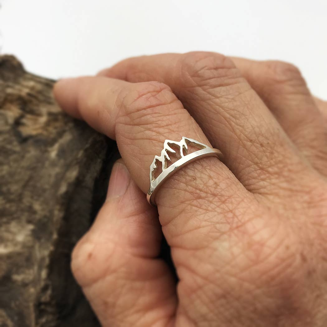 Sterling Silver or Bronze Openwork Mountain Ring: Bronze / 9