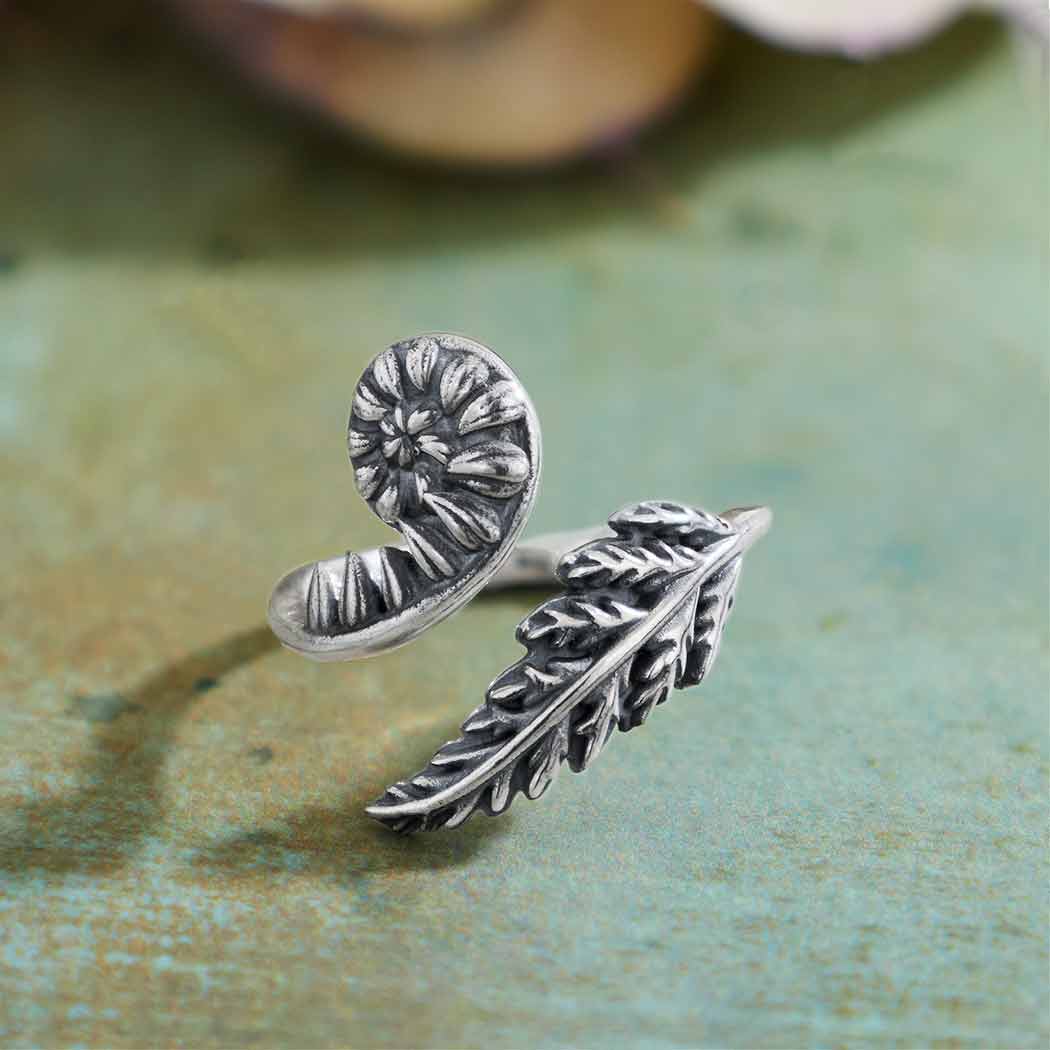 Sterling Silver or Bronze Adjustable Fern Ring: Bronze / Adjustable 6-8