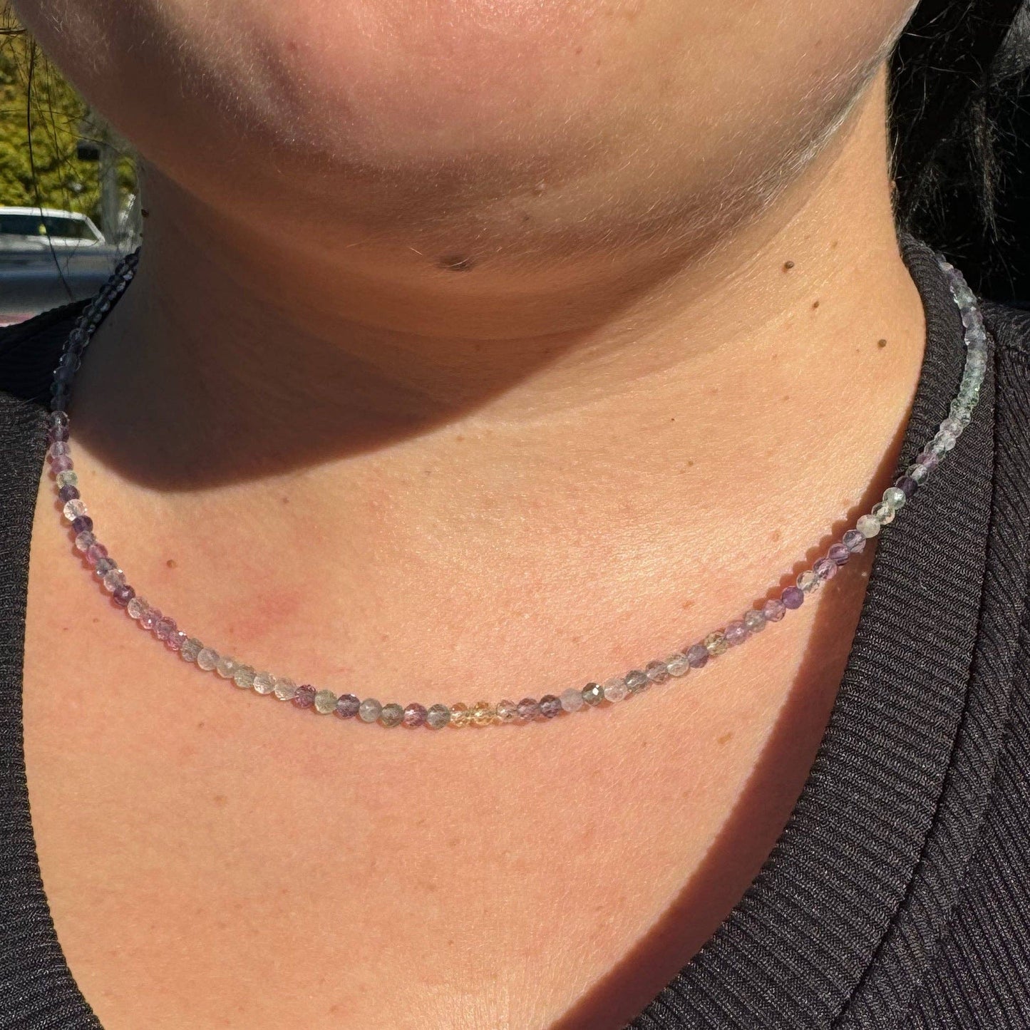 3mm Faceted Gemstone Necklace, Dainty Crystal Necklace, Natural Gemstone Necklace, Facet Gemstone Necklace: Sodalite