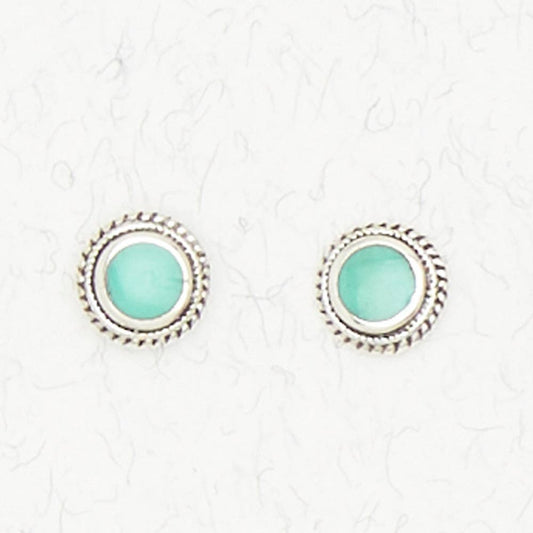 Sterling Silver Ear Studs - Inlaid Stone: Sterling Silver