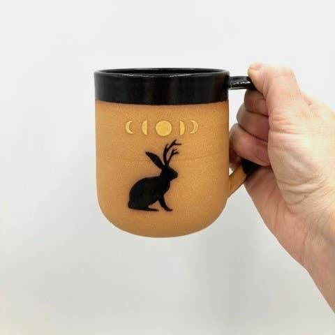 Jackalope Moon Phase Wheel Thrown Mug