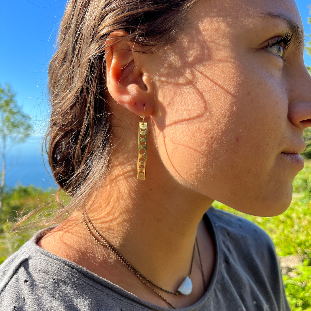 Brass Charm earrings : Moon Phases