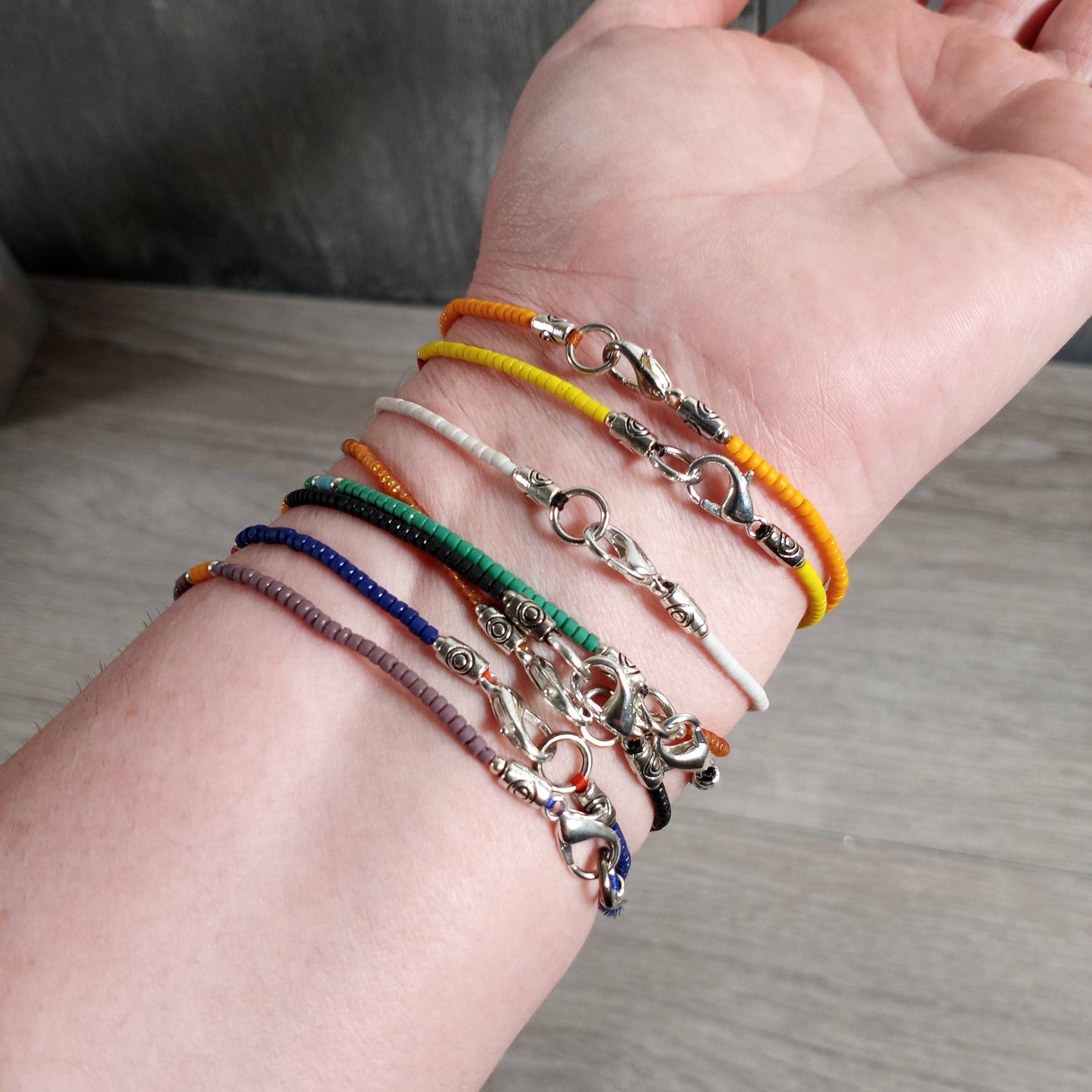 Wooden Bracelet Beaded with Evil Eye