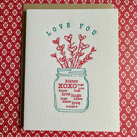 Love Jar of Hearts - letterpress card