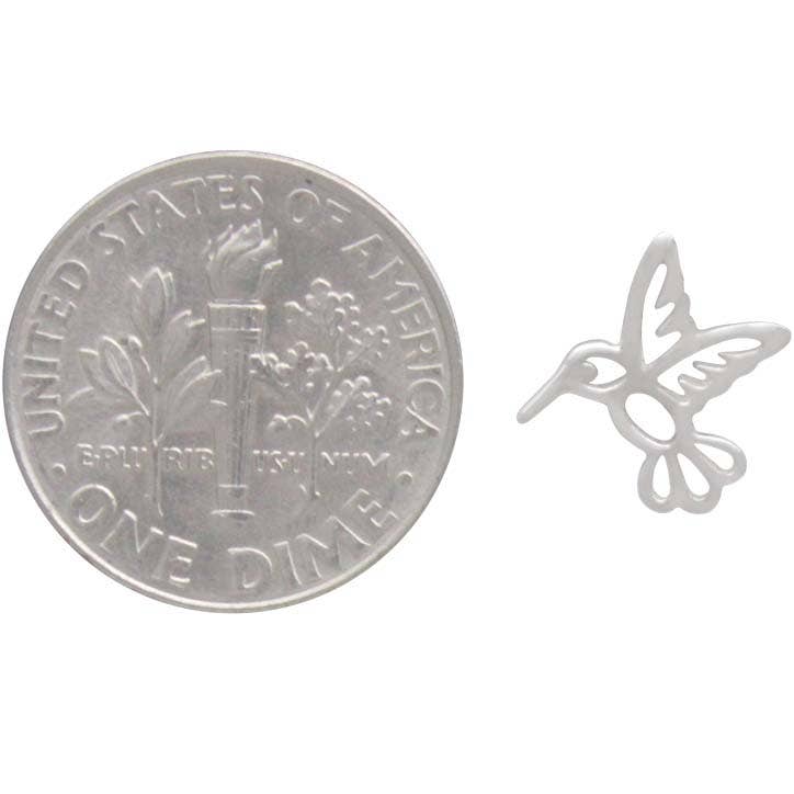 Sterling Silver Hummingbird Post Earrings 10x10mm