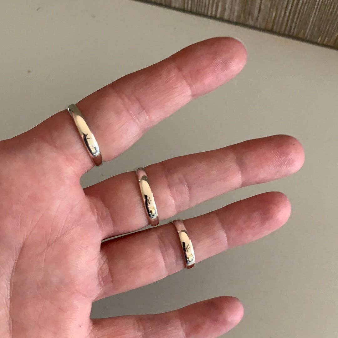 Sterling Silver Flower of Life Rings: Round Larger