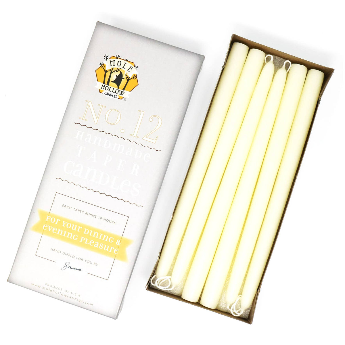 12" Hand Dipped Unscented Taper Candles - 39 Colors USA Made: Paprika