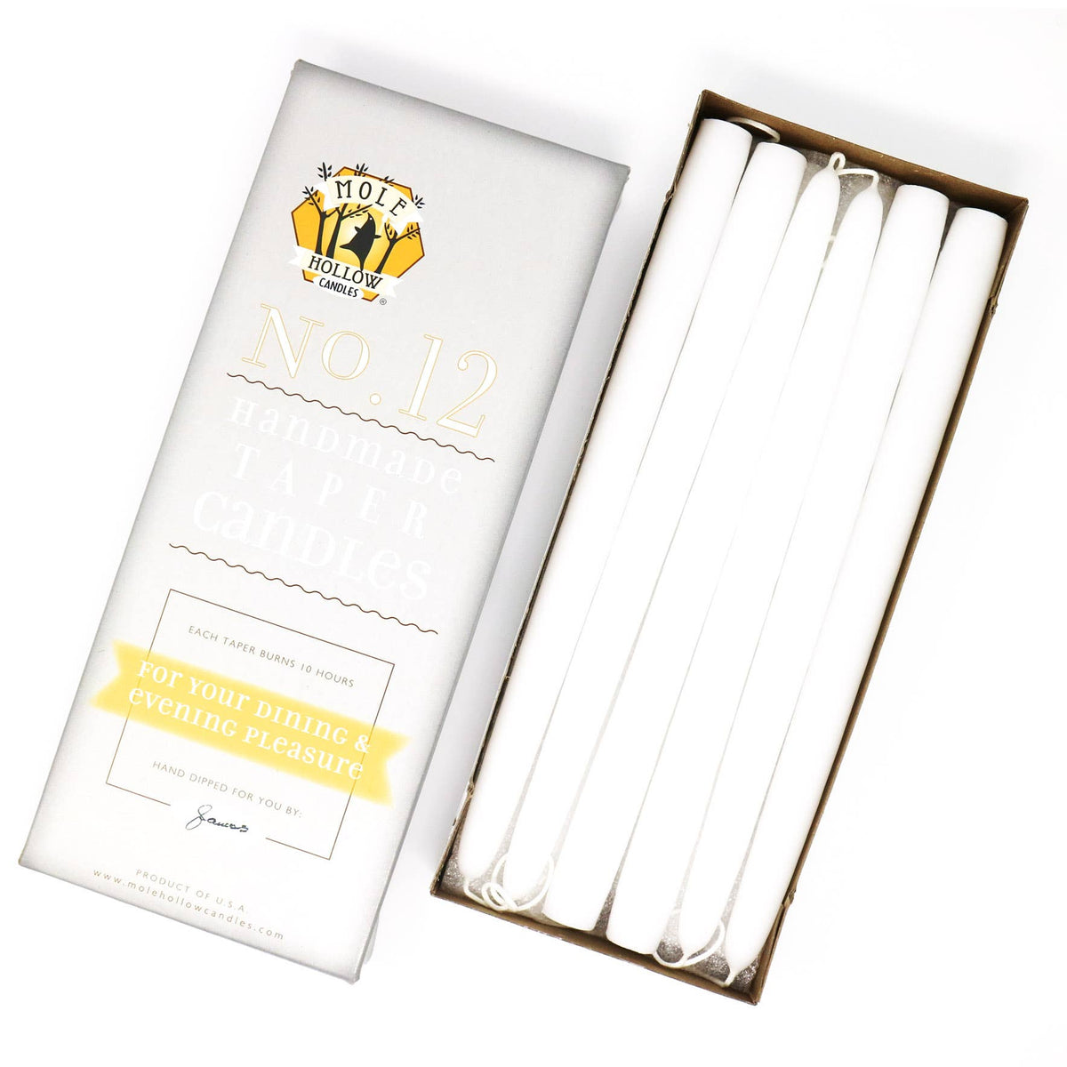 12" Hand Dipped Unscented Taper Candles - 39 Colors USA Made: Paprika