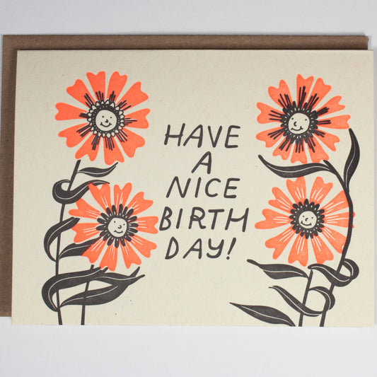 Birthday Flowers Letterpress Card