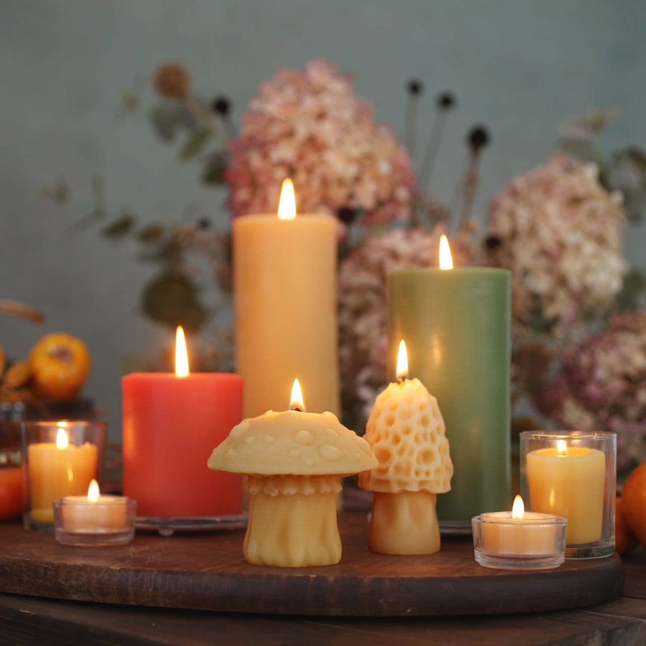 Mushroom Candles – 100% Pure Beeswax – 3 Styles: Amanita Mushroom