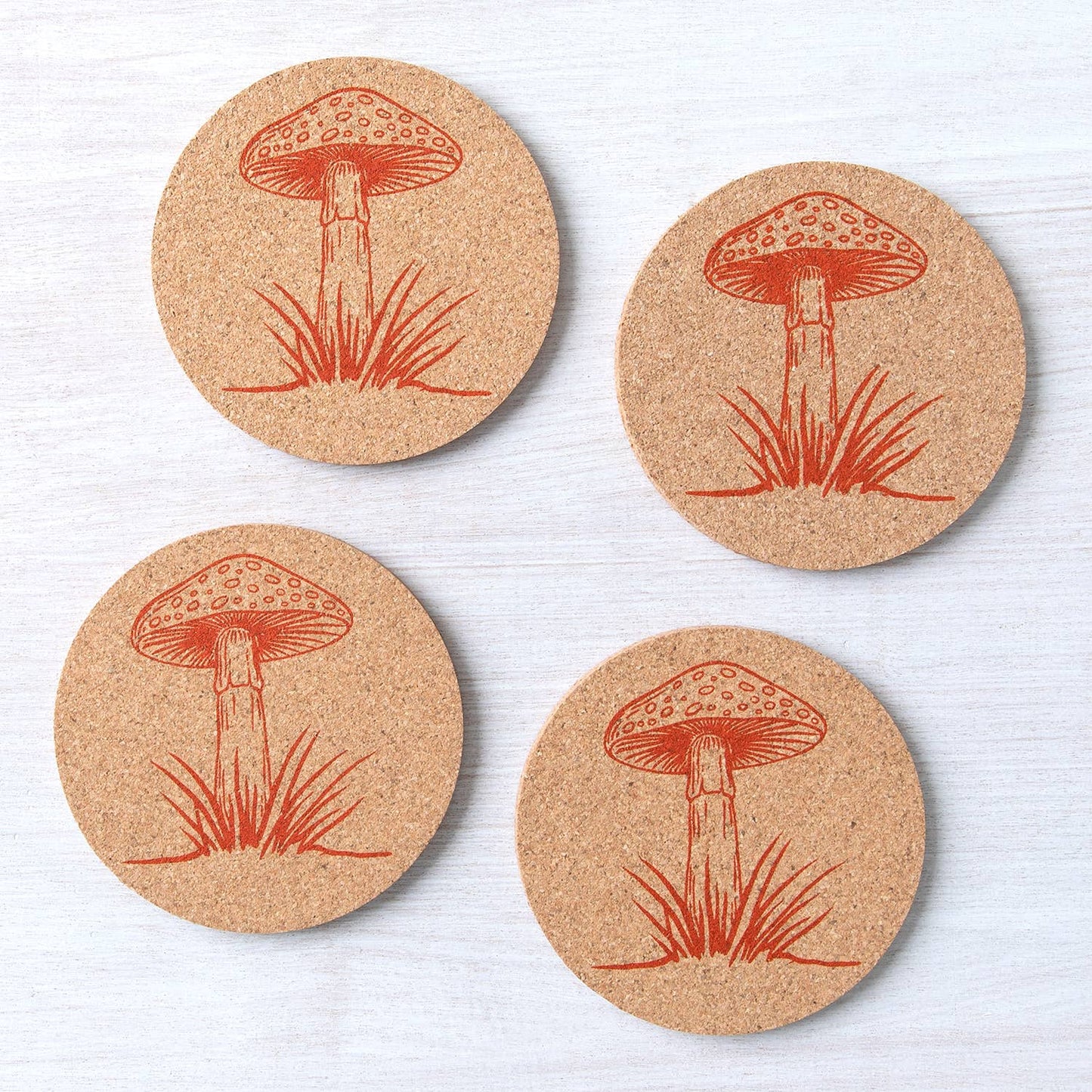 Mushroom Cork Coasters | Handmade | Eco-Friendly