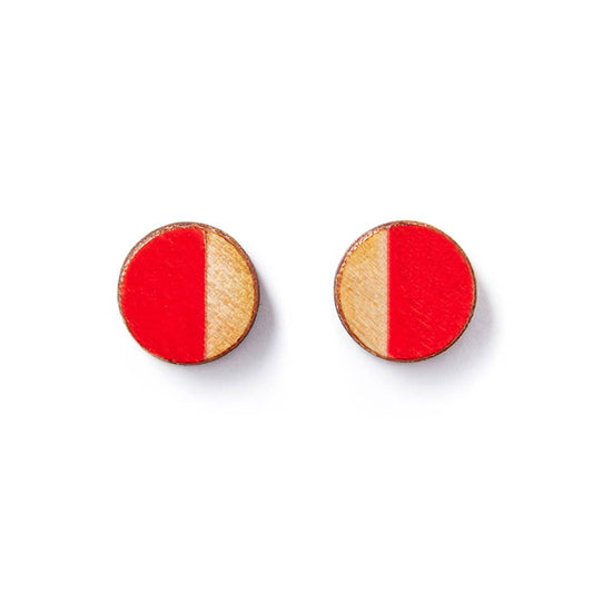 Round Stud Earrings - Red, Teal, Blue