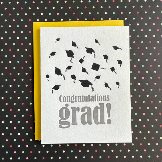 Graduation Hats - letterpress card