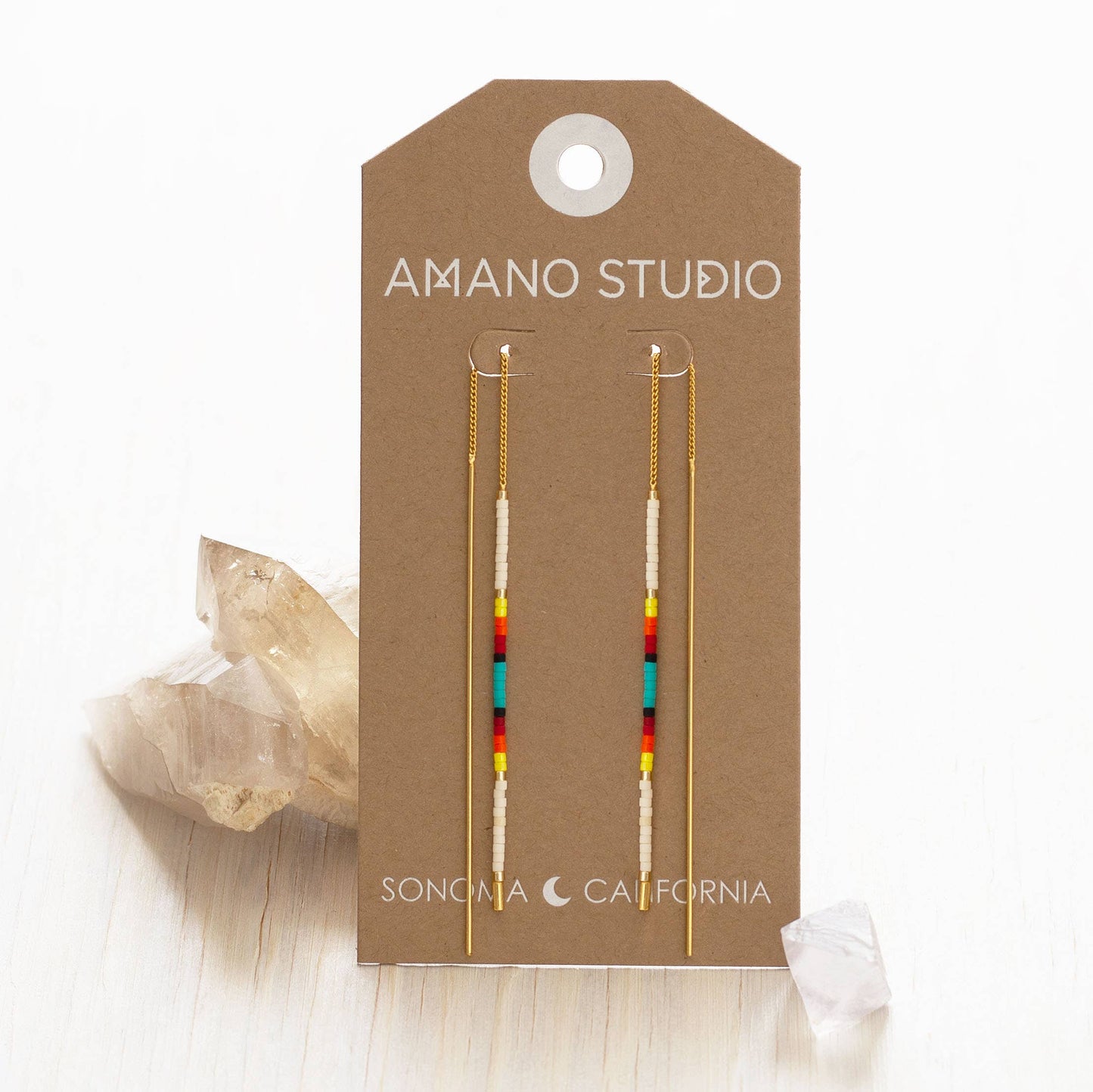 Miyuki Seed Bead Threader Earrings: Seashore
