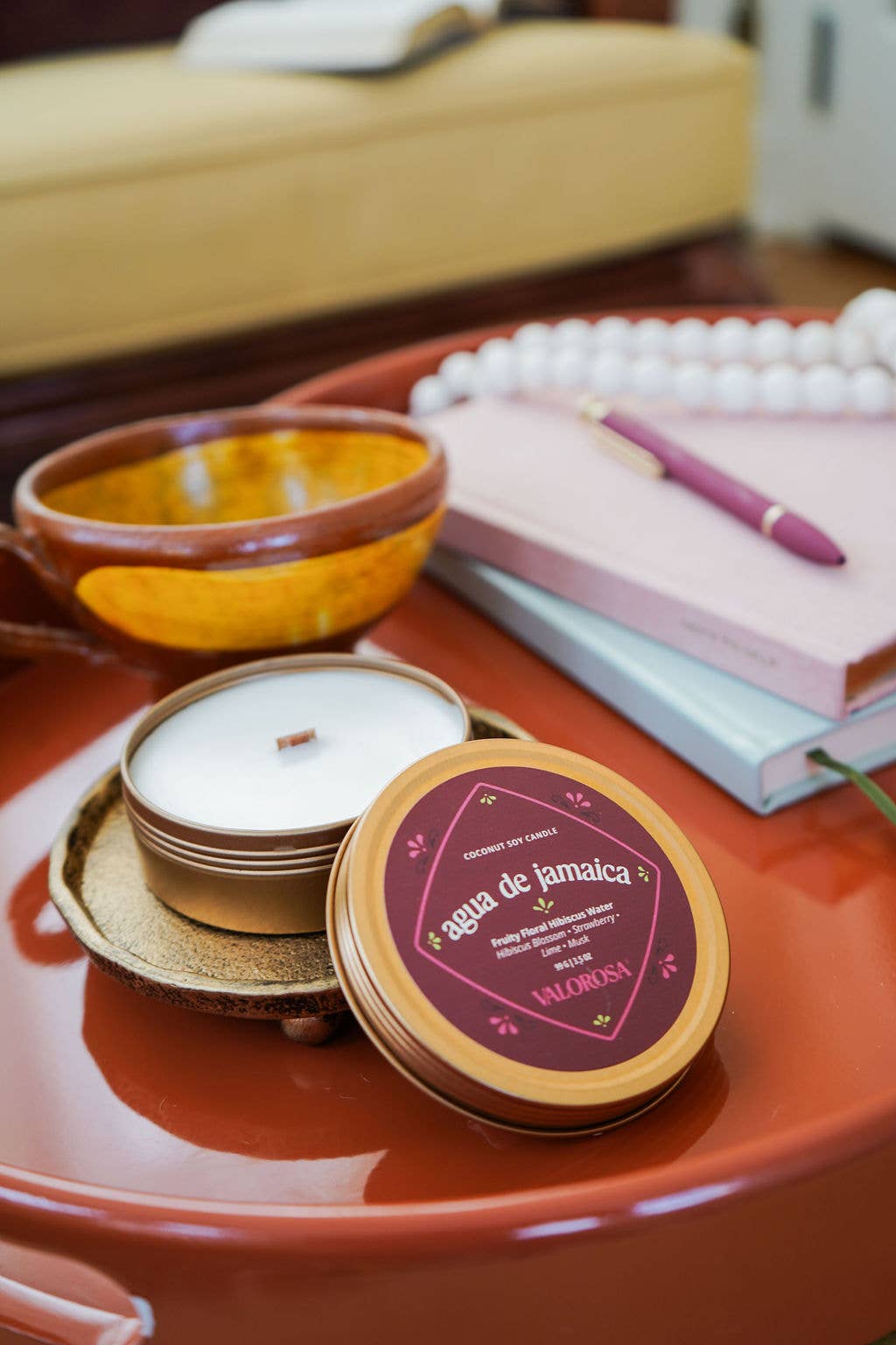 Agua de Jamaica Candle Tin | Hibiscus, Strawberry, Lime