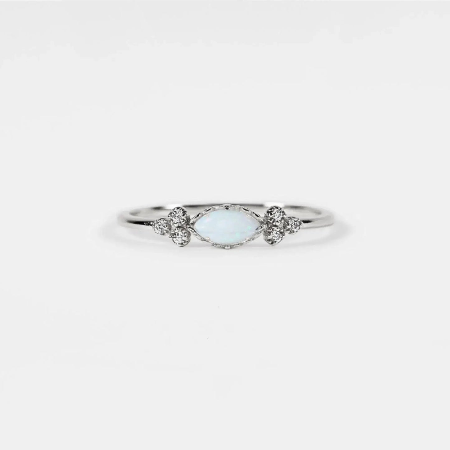 Dainty Marquise Opal Stacking Ring in 925 Sterling Silver: Gold / 9 US
