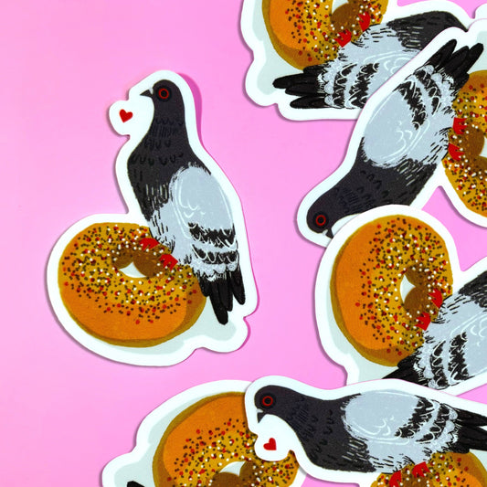 Bagel Bird Pigeon Love Sticker: Default Title