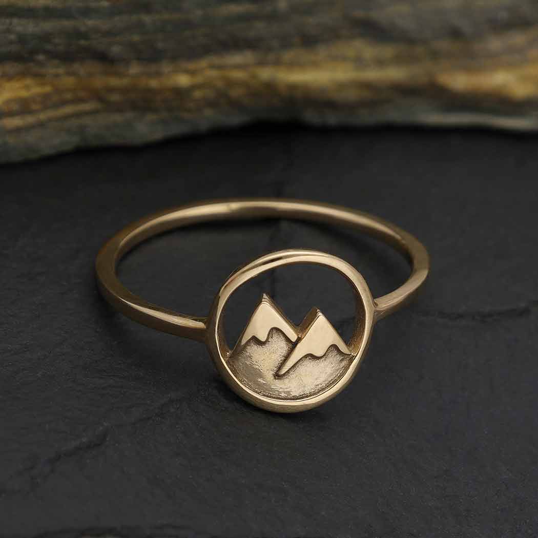 Sterling Silver or Bronze Snow Capped Mountain Ring: Bronze / 9