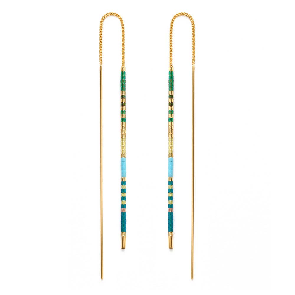 Miyuki Seed Bead Threader Earrings: Seashore