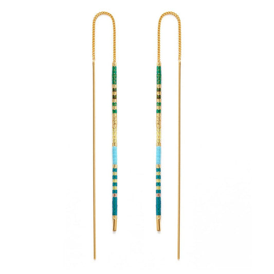 Miyuki Seed Bead Threader Earrings: Seashore