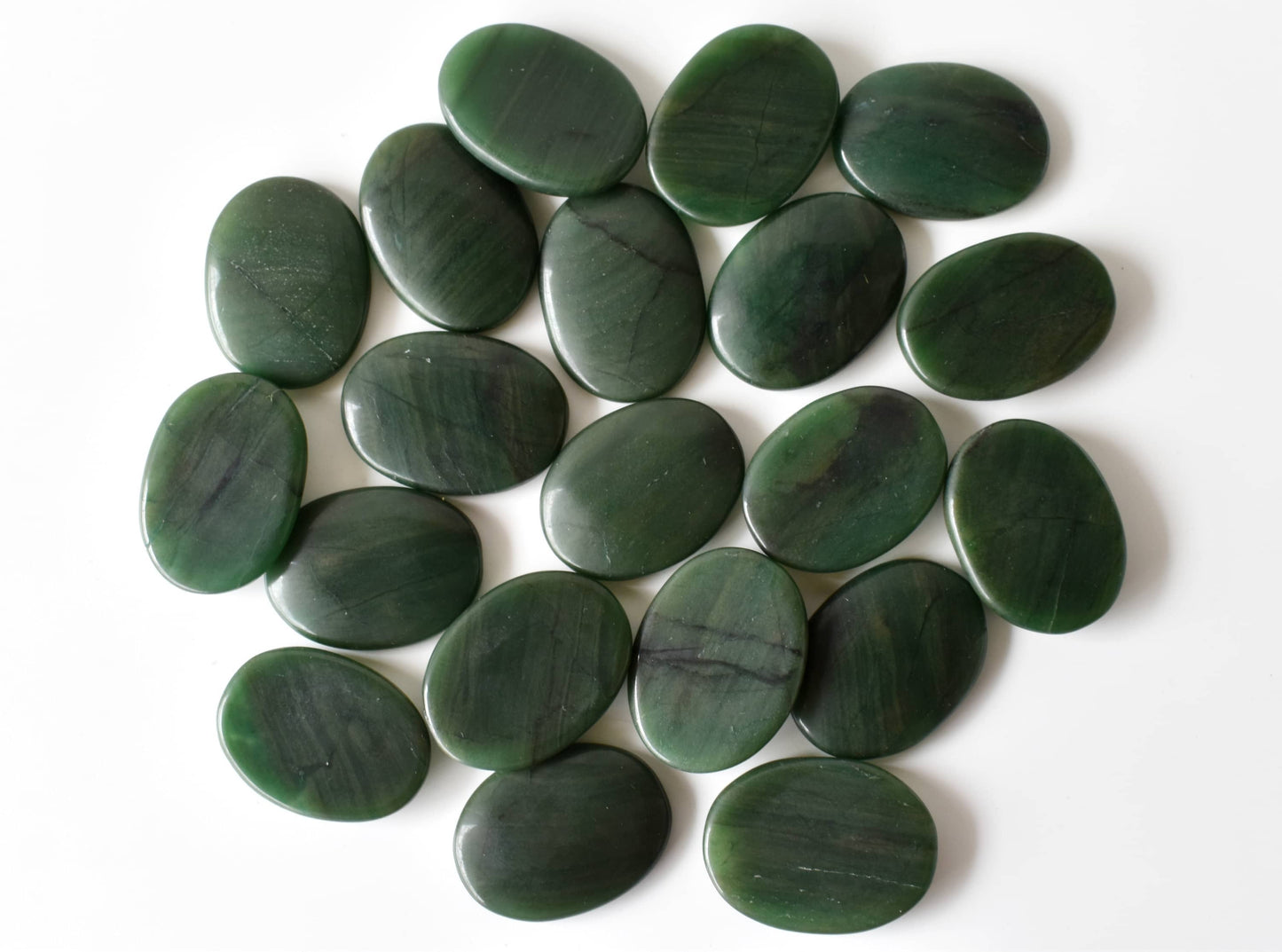Palm Stone | Green Jade | Thumb Crystal | Pocket Gemstone: Thumb Indent (Worry Stone)