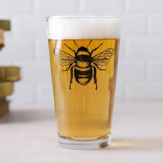 Bee Pint Glass - 16oz Beer Glass - Made in the USA