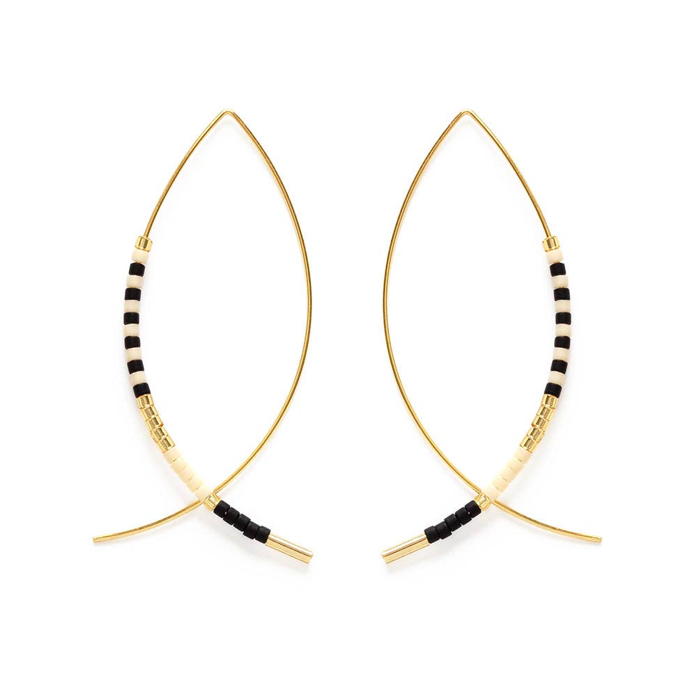 Japanese Bead Marquise Threaders : Black and Bone