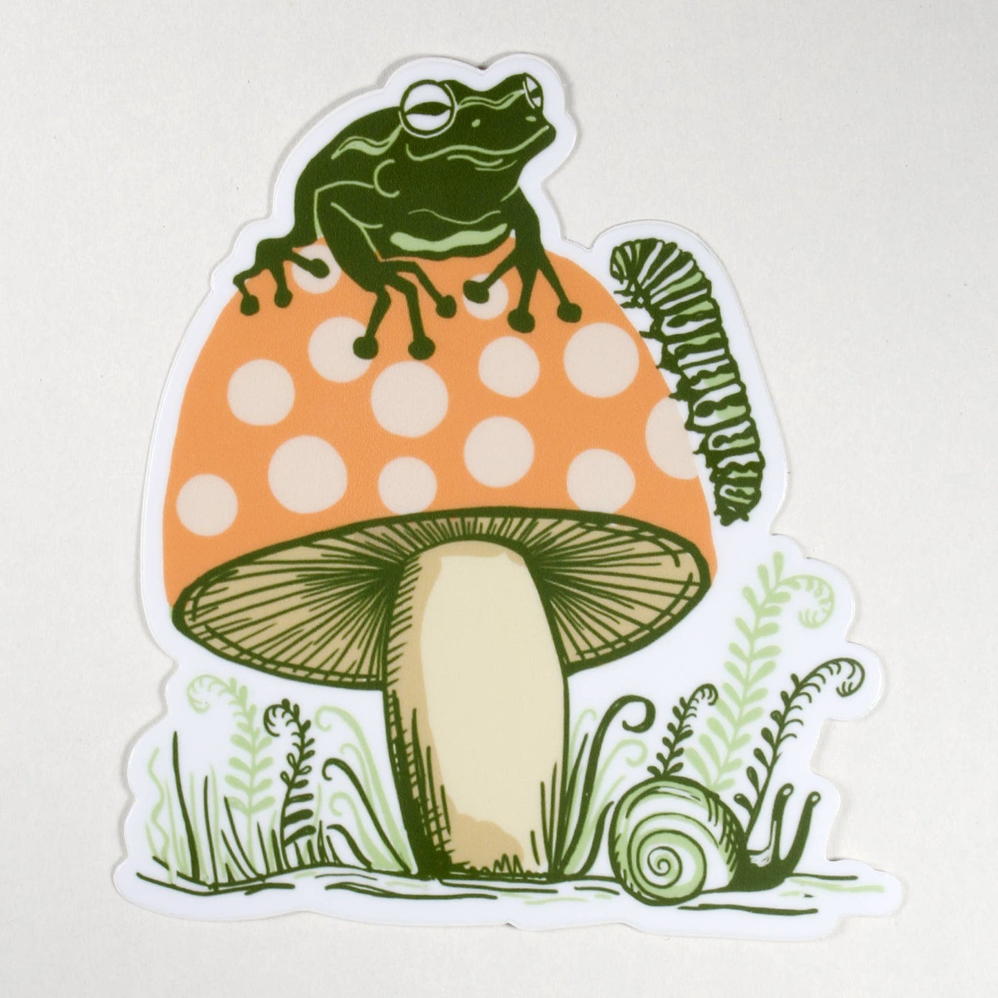 Frog Mushroom Caterpillar sticker