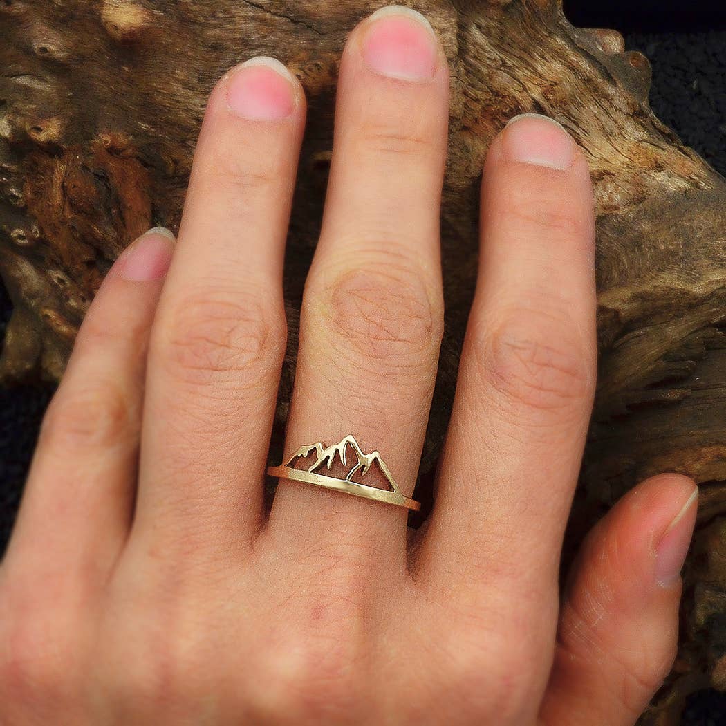 Sterling Silver or Bronze Openwork Mountain Ring: Bronze / 9