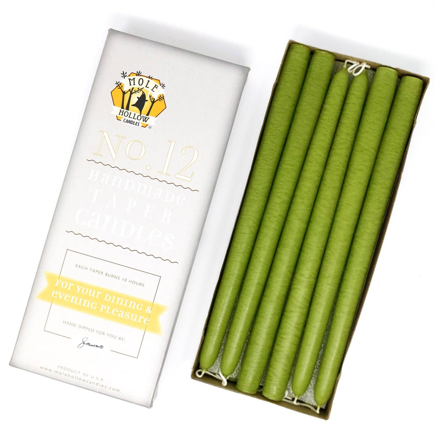 12" Hand Dipped Unscented Taper Candles - 39 Colors USA Made: Creamy Peach