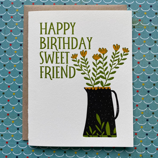 HB Sweet Friend Flowers - letterpress card