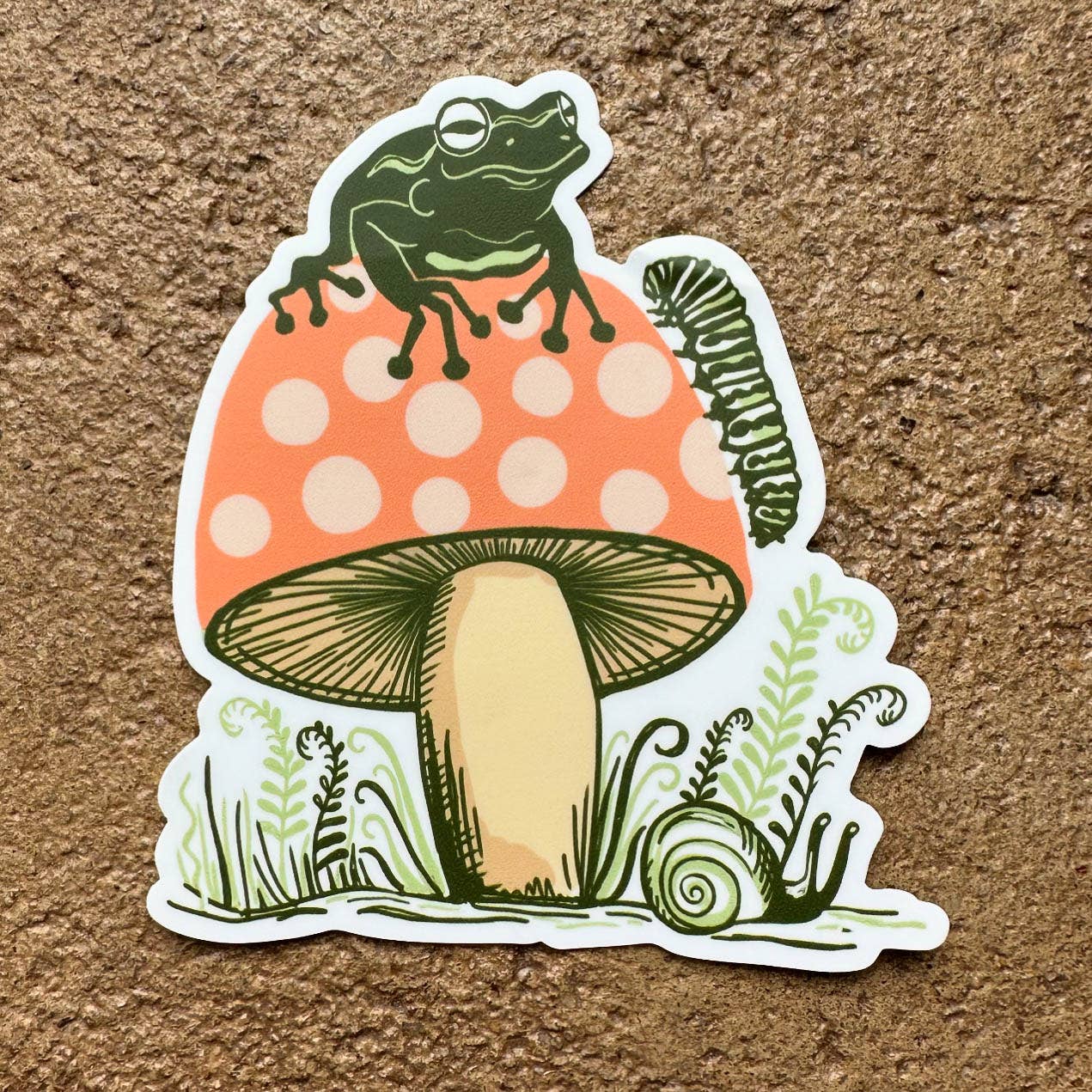Frog Mushroom Caterpillar sticker