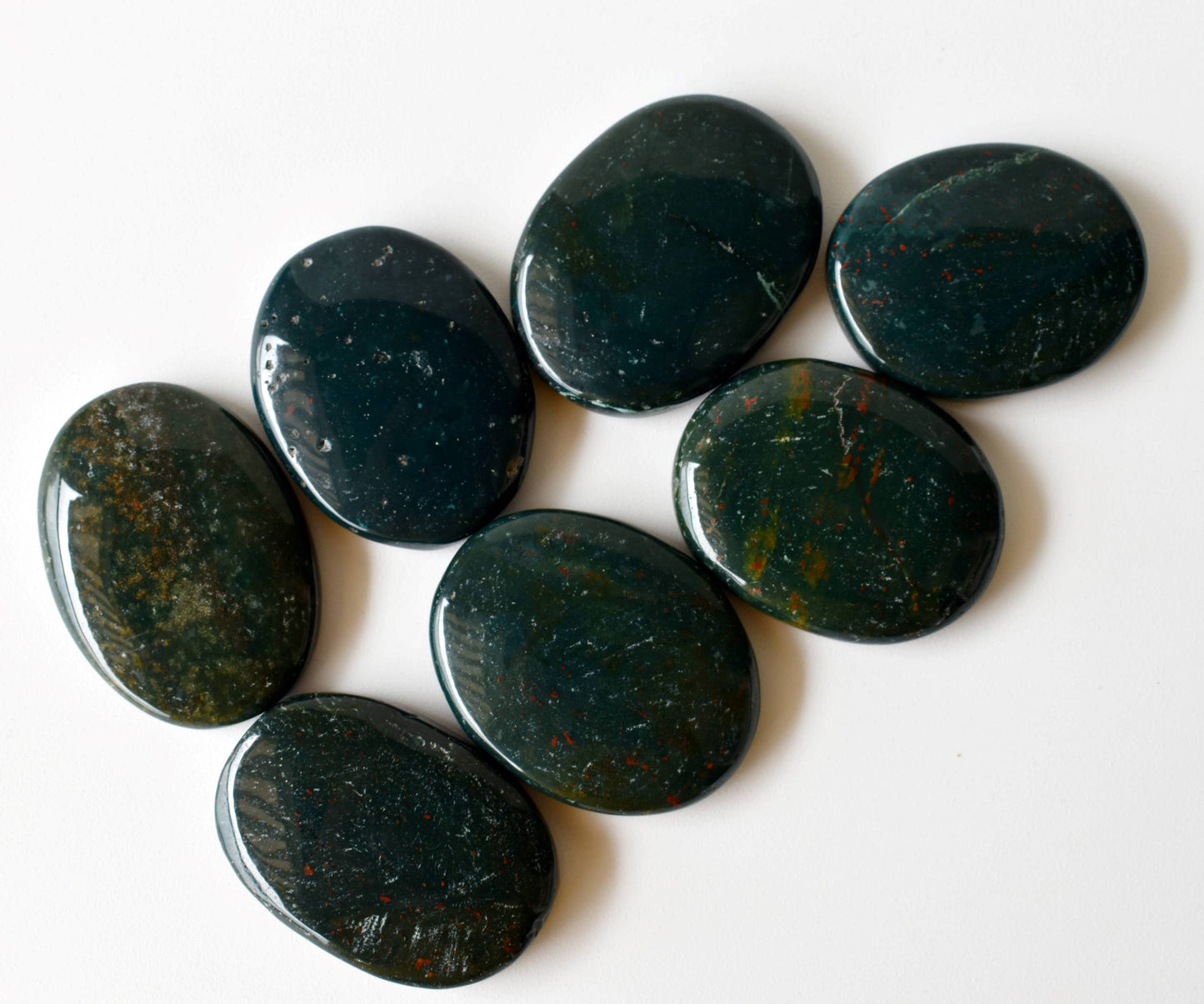 Palm Stones | Bloodstone | Thumb Crystal | Pocket Gemstone: Thumb Indent (Worry Stone)