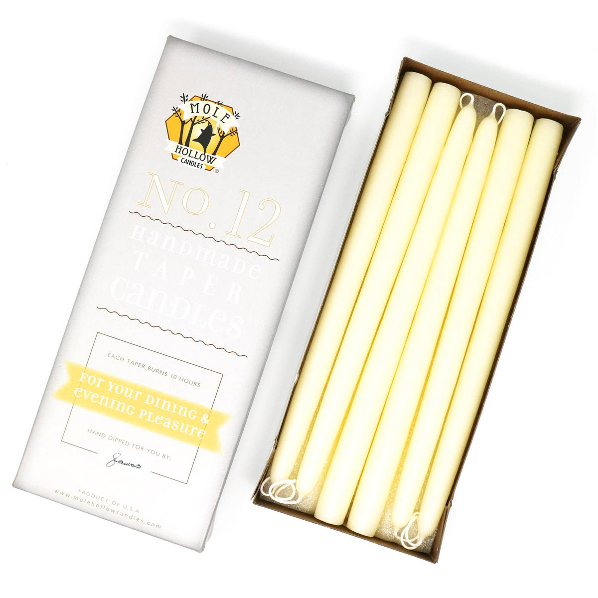 12" Hand Dipped Unscented Taper Candles - 39 Colors USA Made: Paprika