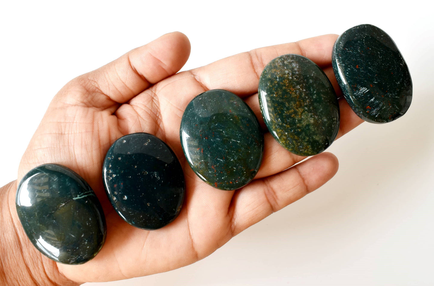 Palm Stones | Bloodstone | Thumb Crystal | Pocket Gemstone: Thumb Indent (Worry Stone)